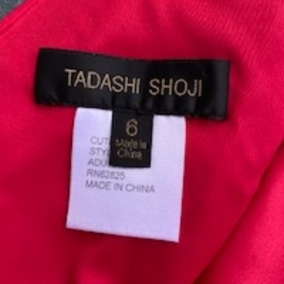 Tadashi Shoji Red Embroidered Cocktail Dress, V-neck, Bodycon, Holiday - Picture 5 of 11